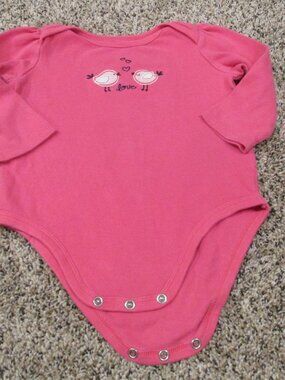 Jumping Beans 1‎ Pc Bodysuit Onesie Girls Size 18M Pink Long Sleeve Love Birds